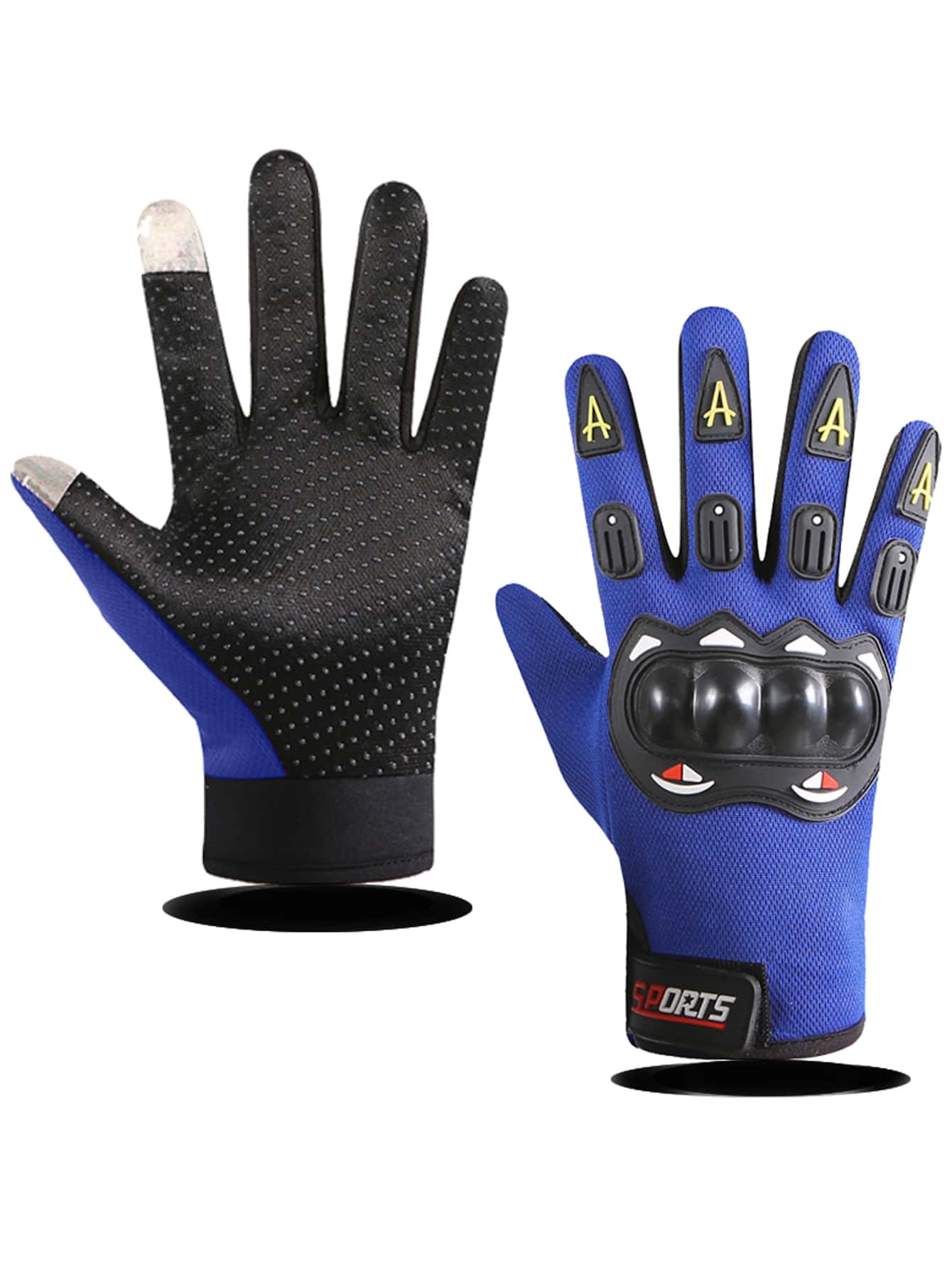 1pair Letter Graphic Touch Screen Cycling Gloves - Blue - View 1