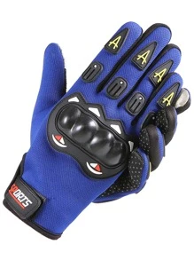 1pair Letter Graphic Touch Screen Cycling Gloves - Blue - View 2