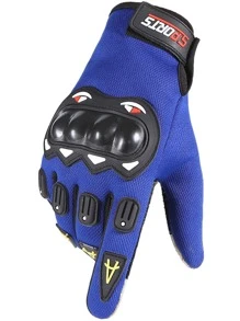1pair Letter Graphic Touch Screen Cycling Gloves - Blue - View 4