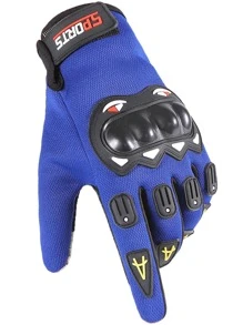 1pair Letter Graphic Touch Screen Cycling Gloves - Blue - View 6