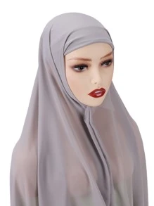 Solid Hijab Scarf - Light Grey - View 3