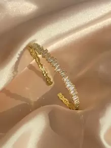 rakol Cubic Zirconia Decor Cuff Bangle For Women For Party Banquet Wedding