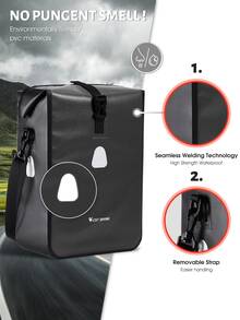 WEST BIKING 1pc Large Capacity Waterproof Bike Bag - Black - View 5