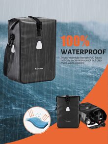 WEST BIKING 1pc Large Capacity Waterproof Bike Bag - Black - View 9