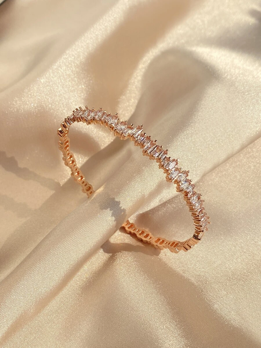 rakol Cubic Zirconia Decor Cuff Bangle For Women For Party Banquet Wedding
