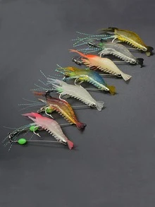 7pcs - Luminous Shrimp Bait - Ultra-Realistic Soft Lure, With Luminous Technology, High-Quality Sharp Hook, Achieving Unparalleled Catching Success Rate - White - View 2