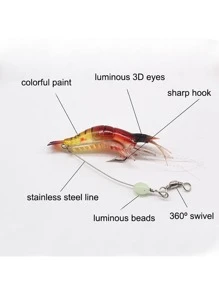 7pcs - Luminous Shrimp Bait - Ultra-Realistic Soft Lure, With Luminous Technology, High-Quality Sharp Hook, Achieving Unparalleled Catching Success Rate - White - View 5