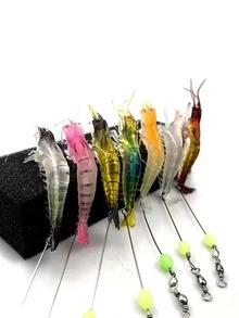 7pcs - Luminous Shrimp Bait - Ultra-Realistic Soft Lure, With Luminous Technology, High-Quality Sharp Hook, Achieving Unparalleled Catching Success Rate - White - View 7