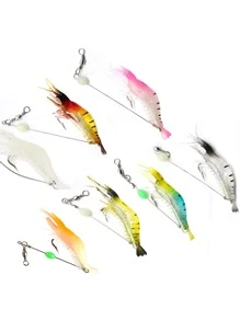 7pcs - Luminous Shrimp Bait - Ultra-Realistic Soft Lure, With Luminous Technology, High-Quality Sharp Hook, Achieving Unparalleled Catching Success Rate - White - View 8