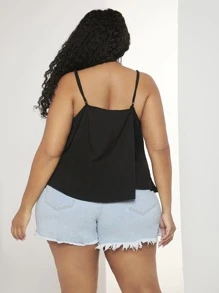 SHEIN CURVE+ Top de tirantes unicolor - Negro - Ver 3