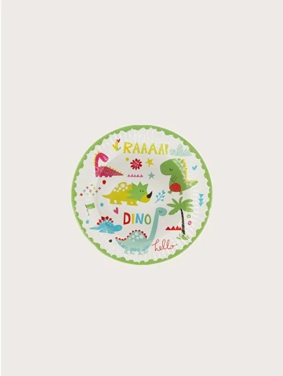 6pcs 7 Inch Dinosaur Print Disposable Plate