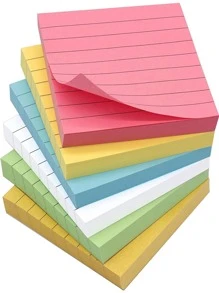 6入組線條圖案易於張貼便簽簡單多用途辦公學校便簽 - 彩色 - 查看 1