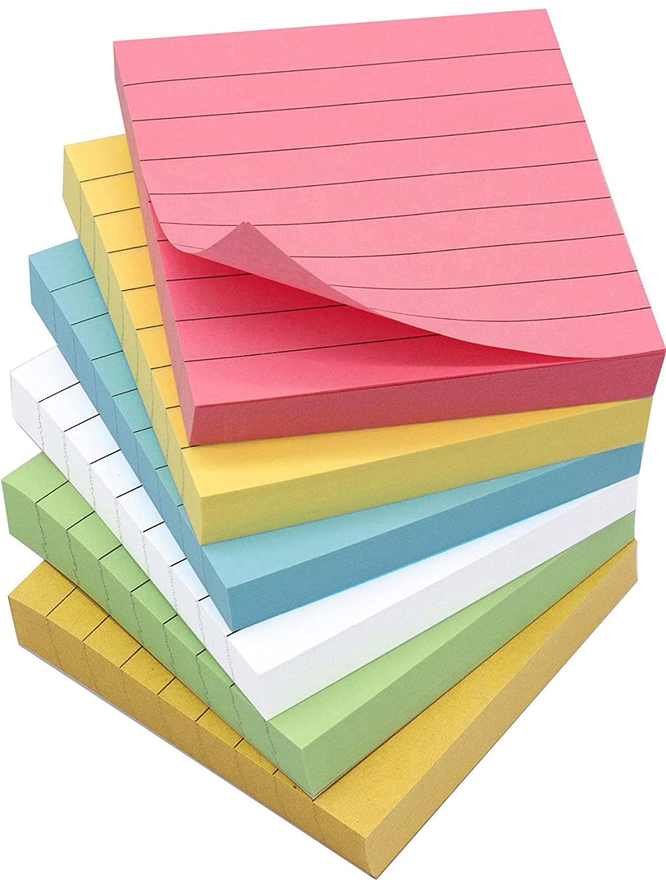 6入組線條圖案易於張貼便簽簡單多用途辦公學校便簽 - 彩色 - 查看 1