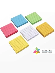 6入組線條圖案易於張貼便簽簡單多用途辦公學校便簽 - 彩色 - 查看 4
