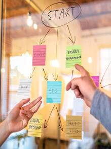 6入組線條圖案易於張貼便簽簡單多用途辦公學校便簽 - 彩色 - 查看 5