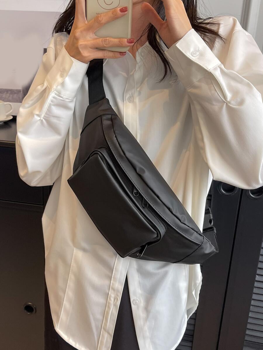 Riñonera con bolsillo delantero unisex poliéster para diariamente - Negro - Ver 1