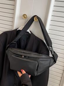 Riñonera con bolsillo delantero unisex poliéster para diariamente - Negro - Ver 4