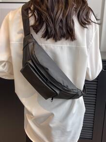 Riñonera con bolsillo delantero unisex poliéster para diariamente - Negro - Ver 5