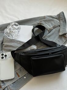 Riñonera con bolsillo delantero unisex poliéster para diariamente - Negro - Ver 7