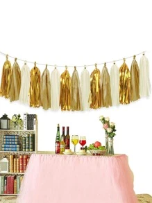 2sets Decorative Pull Flag & Paper Tassel, Modern Paper Banner & Hanging Tassel Design Decoration For Party - Multicolor - View 3