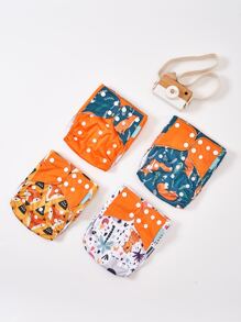 Happy Flute 4入組嬰兒狐狸圖案布尿布