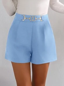 Chiquease High Waist Chain Detail Shorts - Blue - View 4
