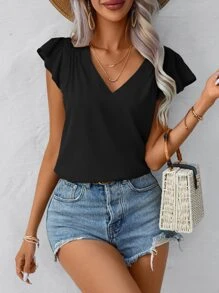 Breezaya Áo sơ mi nữ Xù màu trơn Giải trí - màu đen - Xem 6