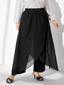 Mulvari Pantalones unicolor bajo tulipán - Negro - Ver 1