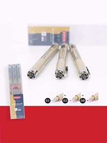 3支裝字母圖形繪圖筆專業多用途學校辦公室繪圖筆 - 米色 - 查看 1