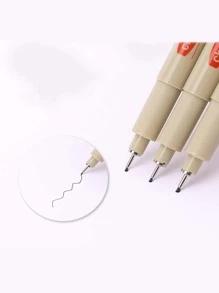 3支裝字母圖形繪圖筆專業多用途學校辦公室繪圖筆 - 米色 - 查看 2
