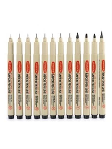 3支裝字母圖形繪圖筆專業多用途學校辦公室繪圖筆 - 米色 - 查看 3