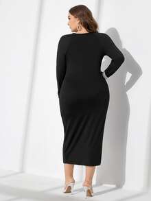 Modelyn Vestido ajustado girante delantero - Negro - Ver 2