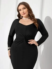 Modelyn Vestido ajustado girante delantero - Negro - Ver 4