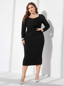 Modelyn Vestido ajustado girante delantero - Negro - Ver 5