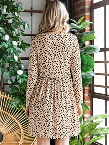 Dalmatian Print Smock Dress - Brown - View 2