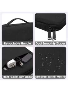 素色電腦包 - 黑色 - 查看 3