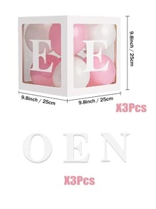 3pcs Paper Balloon Box & 3pcs Letter Design Sticker, Modern Paper Balloon Accessory For Birthday - White - View 4
