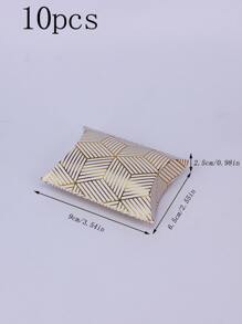 10 件装枕头糖果盒牛皮纸圣诞礼物包装盒糖果袋婚礼礼品生日派对装饰品 - 金色 - 查看 4