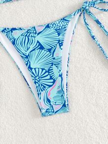 Swim Vcay Bộ Bikini In Hình Allover Đi Biển Mùa Hè Halter Triangle Bra & Tie Side Bottom 2 Mảnh Bikini - Nhiều màu - Xem 4