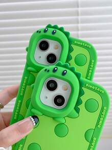 1個恐龍設計矽膠手機殼，適用於 iPhone13/14 Pro Max/13 Pro Max/11/12，完全保護覆蓋，適用於女性/女孩 - 綠色 - 查看 4