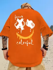 Manfinity EMRG Men Cartoon & Letter Graphic Tee - Orange - View 1