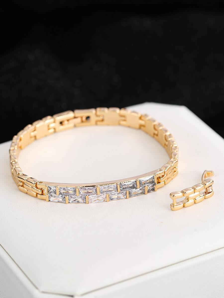 Vòng Tay Trang Trí Đính Đá Cubic Zirconia - Vàng - Xem 1