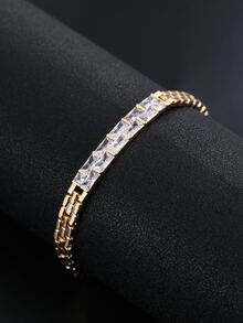 Vòng Tay Trang Trí Đính Đá Cubic Zirconia - Vàng - Xem 2