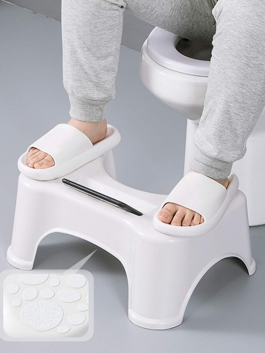 1pc Anti Slip PP Footstool, White Simple Footstool For Bathroom - White - View 1