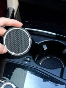 1pc Car Cup Holder Anti-Slip Pad, Coaster, Heat Insulation Mat, PVC, Black, Office Use - Black - View 3