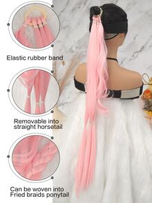 Phần mở rộng tóc đuôi ngựa tổng hợp bện dài - Hồng - Xem 5