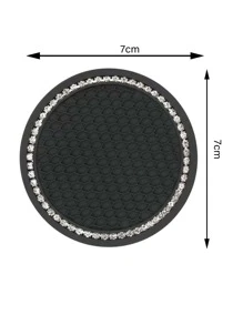 1pc Car Cup Holder Anti-Slip Pad, Coaster, Heat Insulation Mat, PVC, Black, Office Use - Black - View 5