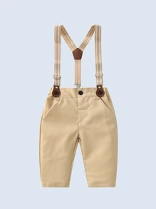 Bebé niño Pantalones de tiras con bolsillo oblicuo - Caqui - Ver 1