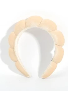 1入時尚絨面海綿SPA頭帶女士髮箍，適用於洗臉、化妝、護膚，可愛浴帽頭帶，適用於女孩睡衣派對禮物 - 卡其色 - 查看 10