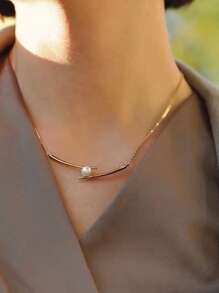 Faux Pearl Decor Necklace - Multicolor - View 2